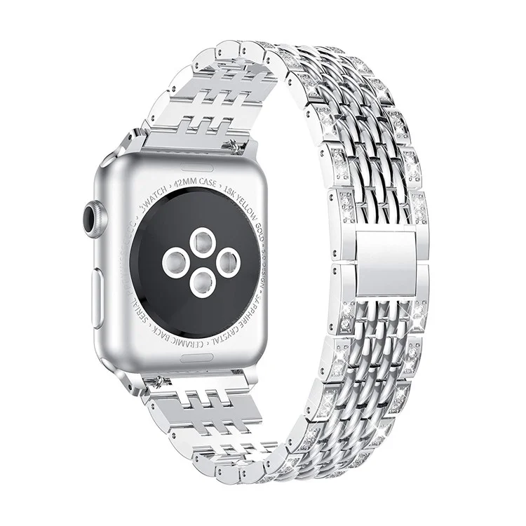 Rhinestone Decor Metal Smart Watch Strap für Apple Watch Series 10 42mm / 9 8 7 41mm / SE (2023) SE (2022) SE 6 5 4 40mm / 3 2 1 38mm - Silber
