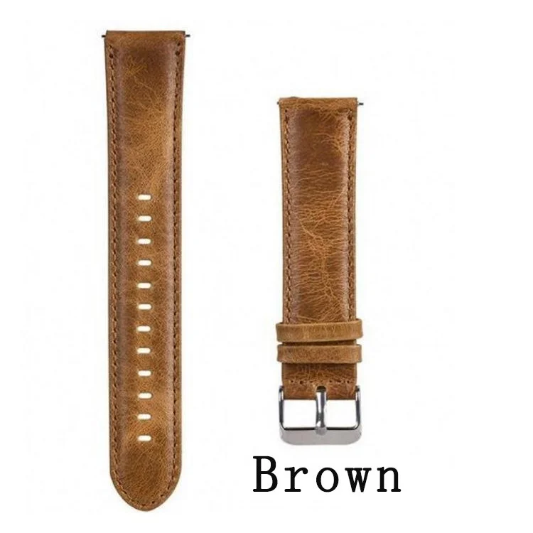 Correa de Brazalete de Banda de Cuero Genuino de 20 mm Crazy Texture Para Equipo Samsung S2 Classic / S3 Classic - Marrón Claro