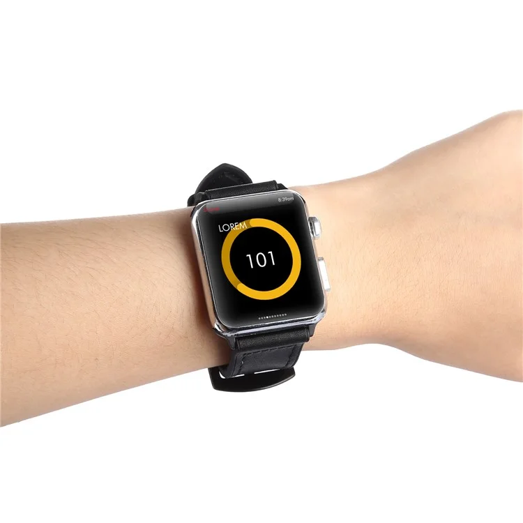 Correa de reloj inteligente de piel de poliuretano + silicona para Apple Watch Serie 10 46mm / Ultra 2 Ultra 49mm / 9 8 7 45mm / SE (2023) SE (2022) SE 6 5 4 44mm / 3 2 1 42mm - Negro