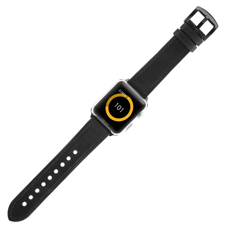 Correa de reloj inteligente de piel de poliuretano + silicona para Apple Watch Serie 10 46mm / Ultra 2 Ultra 49mm / 9 8 7 45mm / SE (2023) SE (2022) SE 6 5 4 44mm / 3 2 1 42mm - Negro
