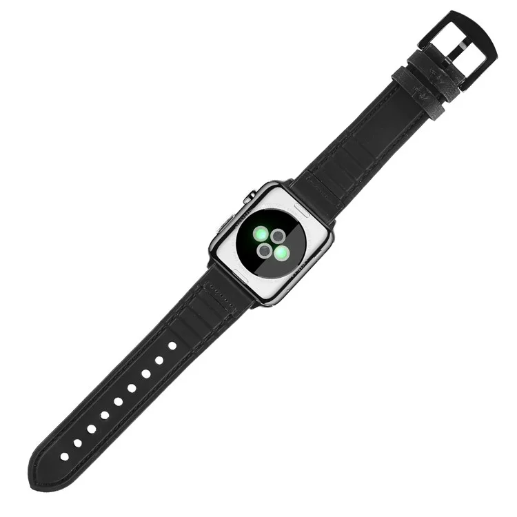 Correa de reloj inteligente de piel de poliuretano + silicona para Apple Watch Serie 10 46mm / Ultra 2 Ultra 49mm / 9 8 7 45mm / SE (2023) SE (2022) SE 6 5 4 44mm / 3 2 1 42mm - Negro