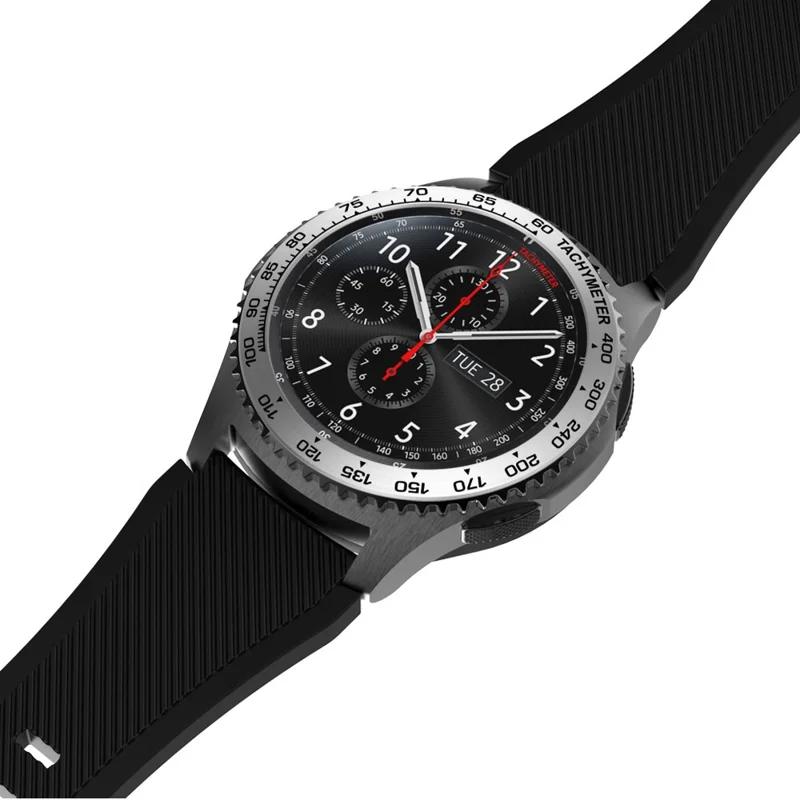 Stylish Metal Watch Frame for Samsung Gear S3 Frontier - Silver/Black