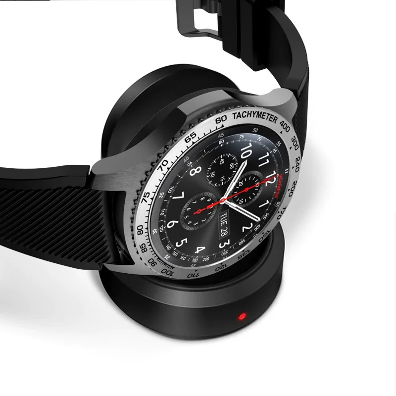 Stylish Metal Watch Frame for Samsung Gear S3 Frontier - Silver/Black