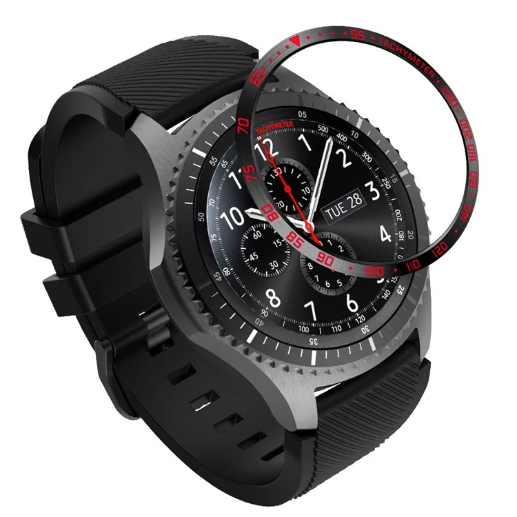 Frame di Orologio in Metallo Per Samsung Gear S3 Frontier - Nero Rosso