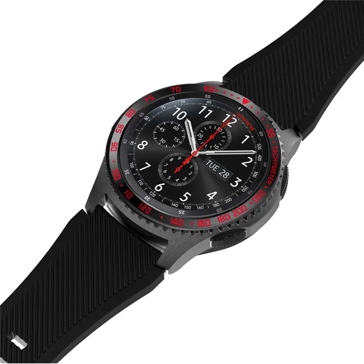 Frame di Orologio in Metallo Per Samsung Gear S3 Frontier - Nero Rosso