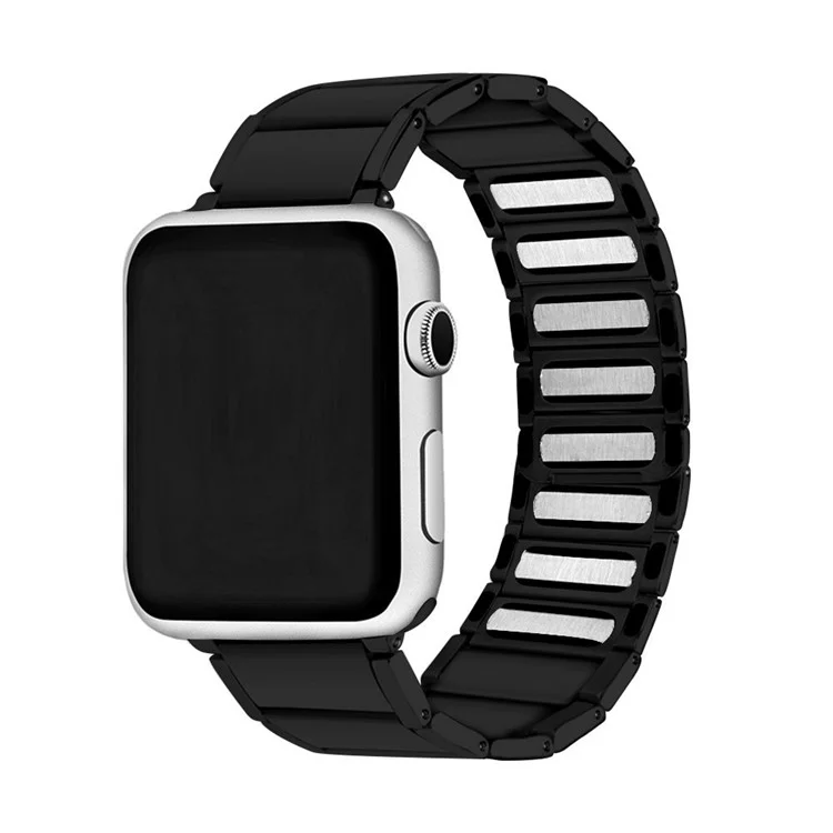 Magnetic Stainless Steel Watch Band for Apple Watch Series 10 42mm / 9 8 7 41mm / SE (2023) SE (2022) SE 6 5 4 40mm / 3 2 1 38mm -  Black