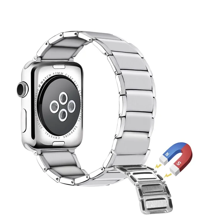 Magnetic Stainless Steel Watch Band for Apple Watch Series 10 42mm / 9 8 7 41mm / SE (2023) SE (2022) SE 6 5 4 40mm / 3 2 1 38mm -  Silver