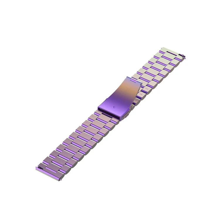 22mm Steel Watch Band for Huawei Watch GT Active / Samsung Galaxy Watch SM-R800 46mm, Three-bead Smart Watch Strap Bracelet - Purple