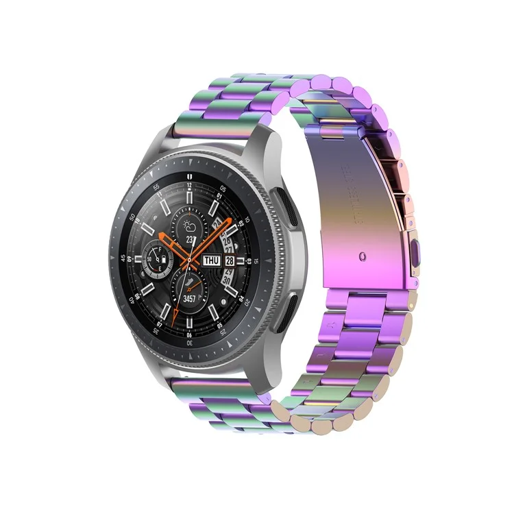 22mm Steel Watch Band for Huawei Watch GT Active / Samsung Galaxy Watch SM-R800 46mm, Three-bead Smart Watch Strap Bracelet - Purple