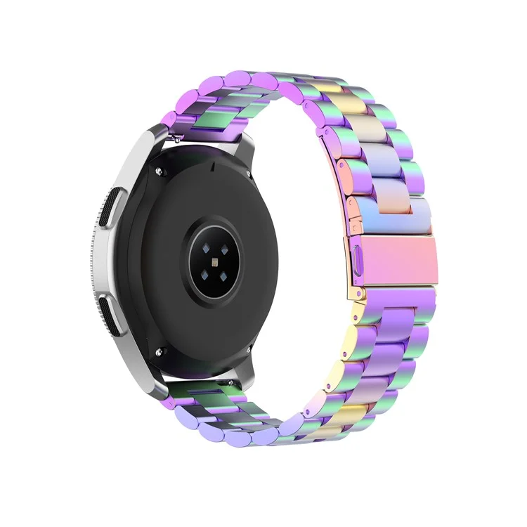 22mm Steel Watch Band for Huawei Watch GT Active / Samsung Galaxy Watch SM-R800 46mm, Three-bead Smart Watch Strap Bracelet - Purple