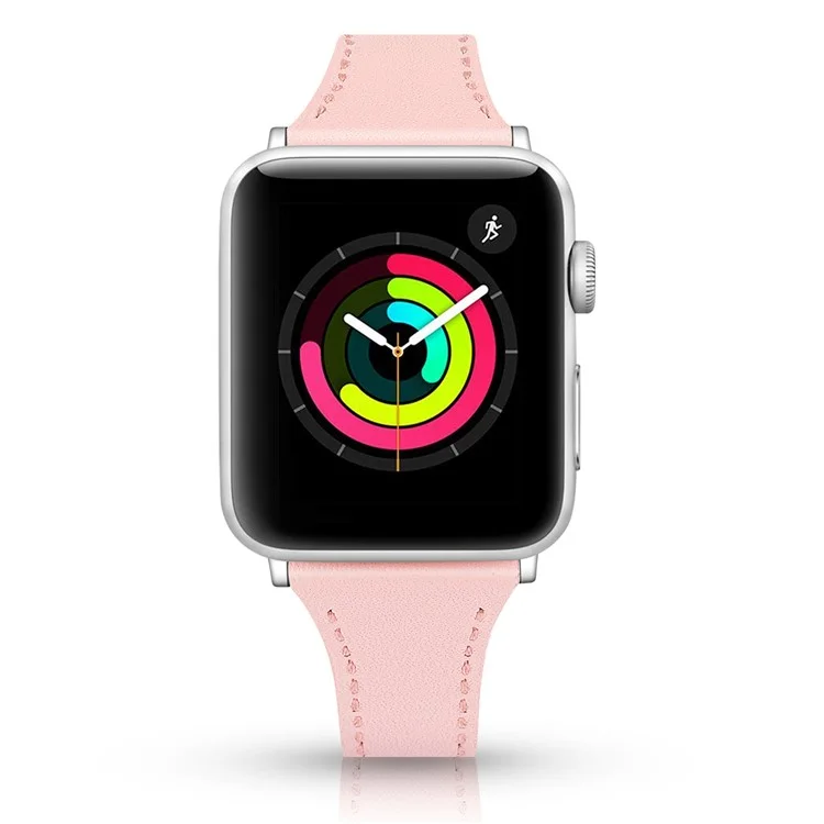 Echtes Leder-Smartwatch-Armband für Apple Watch Series 6 / SE / SE (2022) / 5 / 4 40mm / Series 3 / 2 / 1 Watch 38mm - Pink