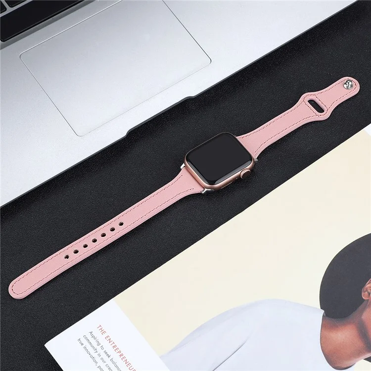 Echtes Leder-Smartwatch-Armband für Apple Watch Series 6 / SE / SE (2022) / 5 / 4 40mm / Series 3 / 2 / 1 Watch 38mm - Pink