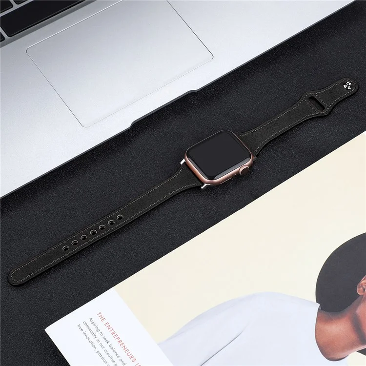 Genuine Leather Smart Watchband for Apple Watch Series 6 / SE / 5 / 4 44mm / Series 3 2 1 Watch 42mm - Black