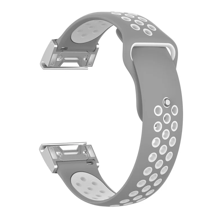 For Garmin Fenix 7S/5S Two-color Breathable Sports Silicone Strap - Grey/White