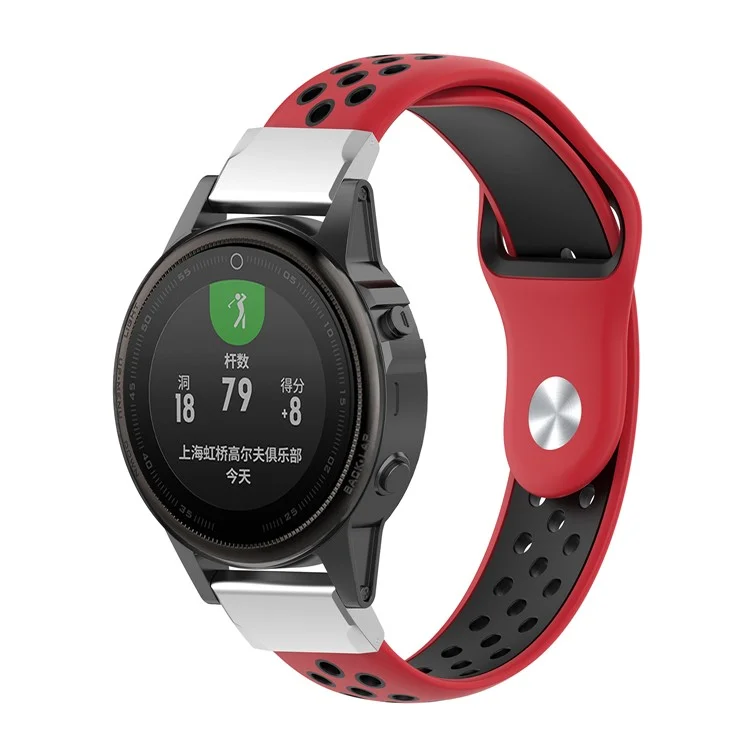 Pour Garmin Fenix 7S/5S Bracelet de sport en silicone bicolore respirant - Rouge/Noir
