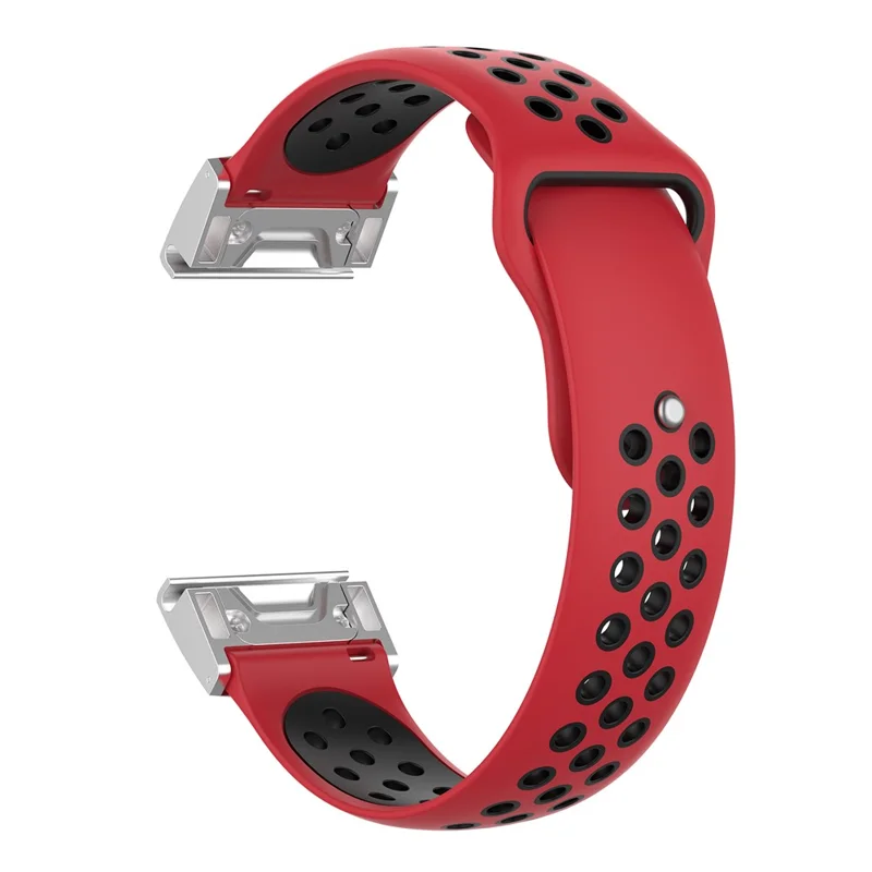Pour Garmin Fenix 7S/5S Bracelet de sport en silicone bicolore respirant - Rouge/Noir