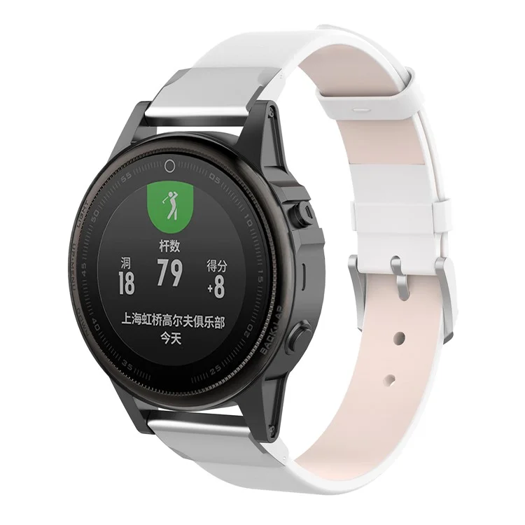Pulseira de Couro Genuíno Smartwatch de Substituição para Garmin Fenix 7S/5S - Branco