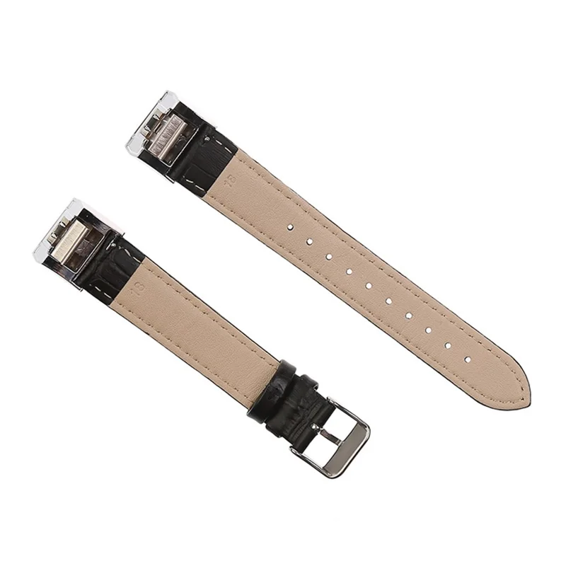 Crocodile Texture Genuine Leather Smart Watch Band for Fitbit Charge 2 - Black