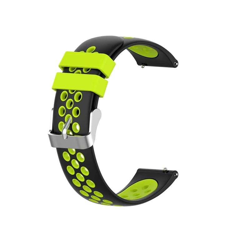 20mm Dual-colors Silicone Watch Strap Band für Garmin Vivoactive 3 - Schwarz/Grün Loch