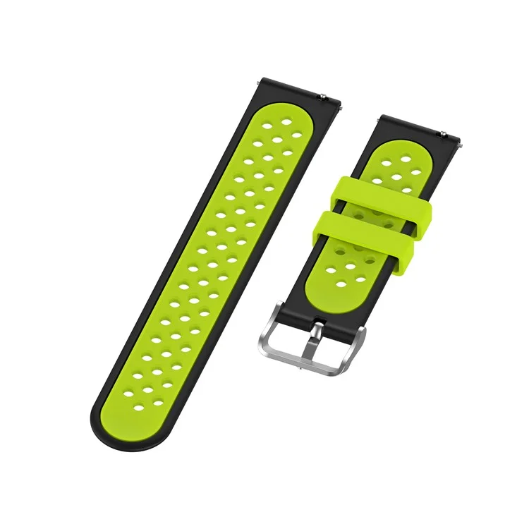 20mm Dual-colors Silicone Watch Strap Band für Garmin Vivoactive 3 - Schwarz/Grün Loch