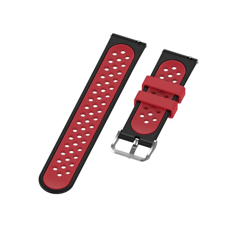 20mm Dual-colors Silicone Watch Strap Band for Garmin Vivoactive 3 - Black/Red Hole