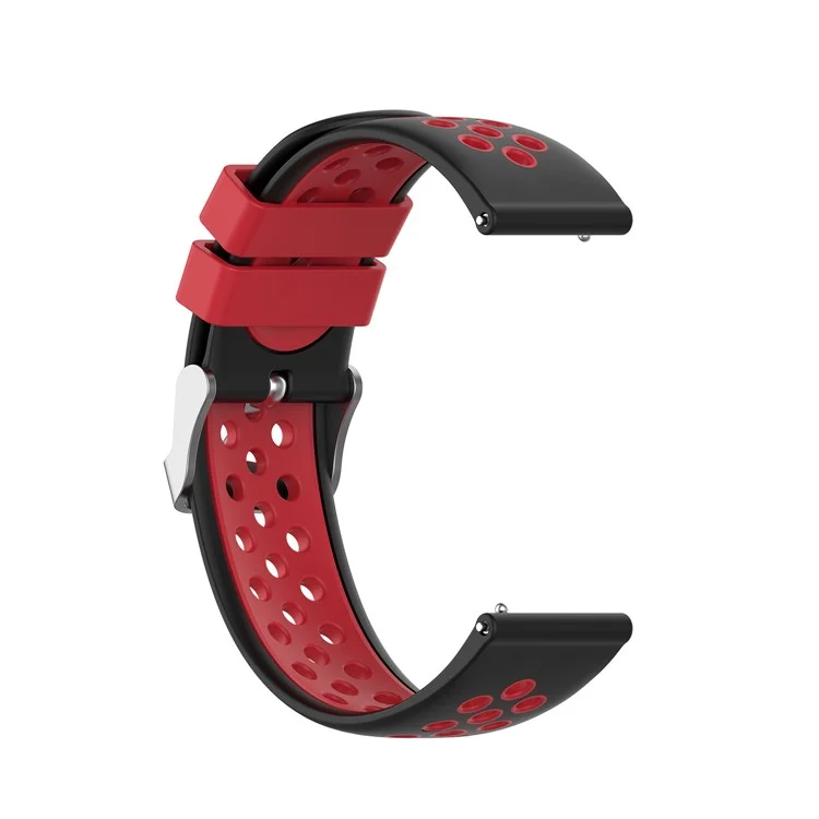 20mm Dual-colors Silicone Watch Strap Band for Garmin Vivoactive 3 - Black/Red Hole