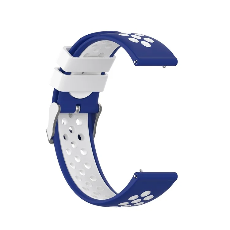 20mm Dual Color Silicone Band Strap Band For Garmin Vivoactive 3 - Blue Hole/White