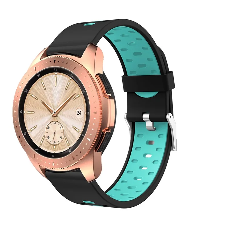 Bracelet de remplacement en silicone bicolore de 20 mm pour montre connectée Garmin Forerunner 245 - Noir/Cyan