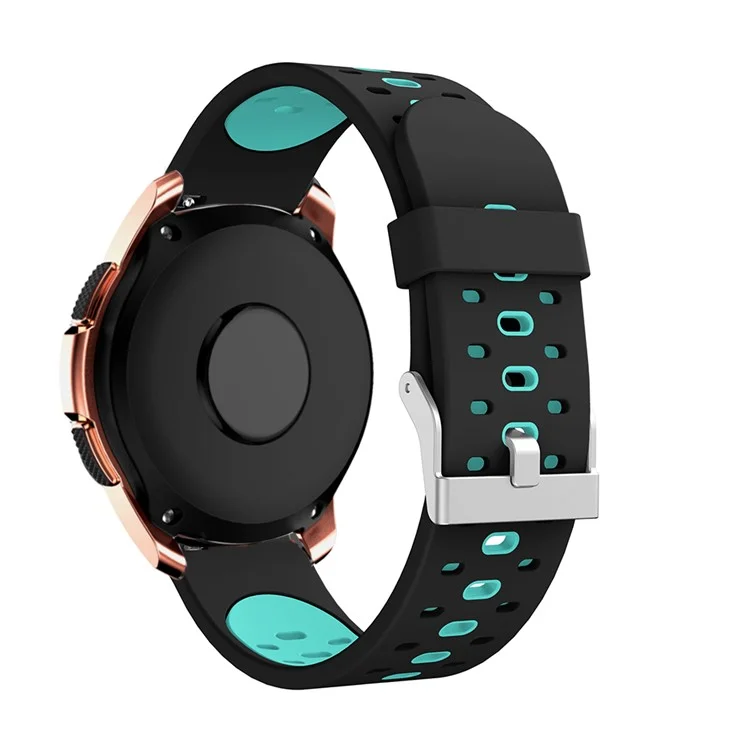 Bracelet de remplacement en silicone bicolore de 20 mm pour montre connectée Garmin Forerunner 245 - Noir/Cyan
