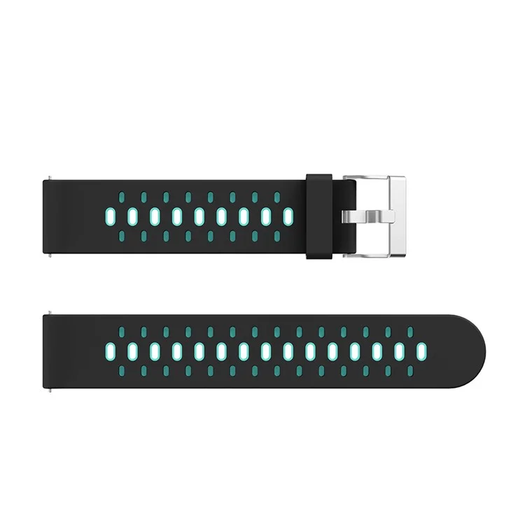 Bracelet de remplacement en silicone bicolore de 20 mm pour montre connectée Garmin Forerunner 245 - Noir/Cyan