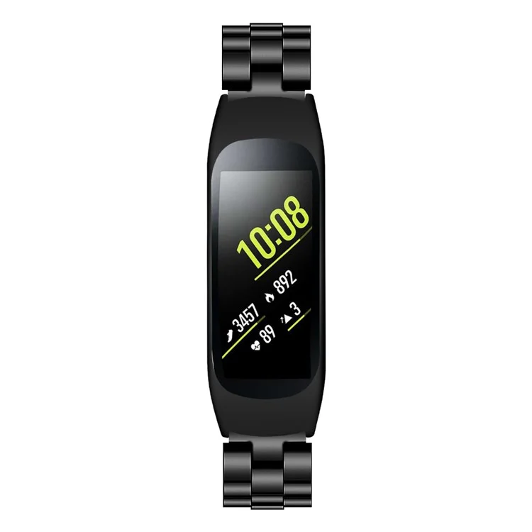 Banda de reloj de acero inoxidable con tres cuentas y marco para Samsung Galaxy Fit-e/SM-R375 - Negro
