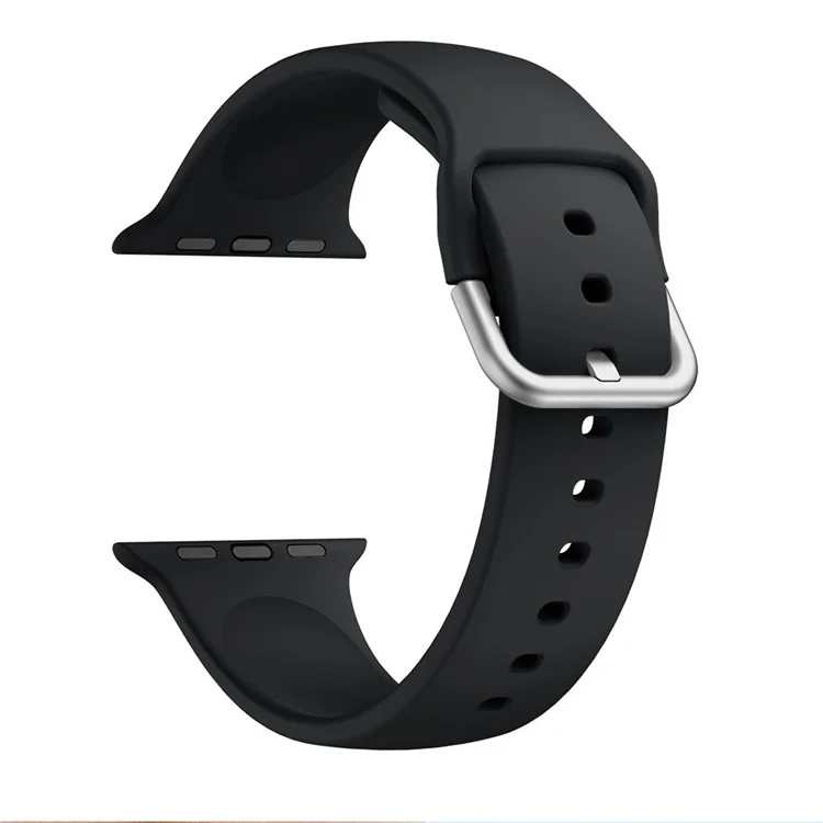 Silicone Watch Strap for Apple Watch Series 10 42mm / 9 8 7 41mm / SE (2023) SE (2022) SE 6 5 4 40mm / 3 2 1 38mm - Black