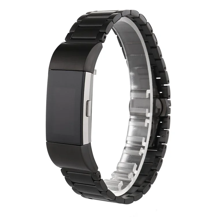 Trois Perles Band de Bande de Montre en Acier Inoxydable Pour Fitbit Charge 2 - le Noir