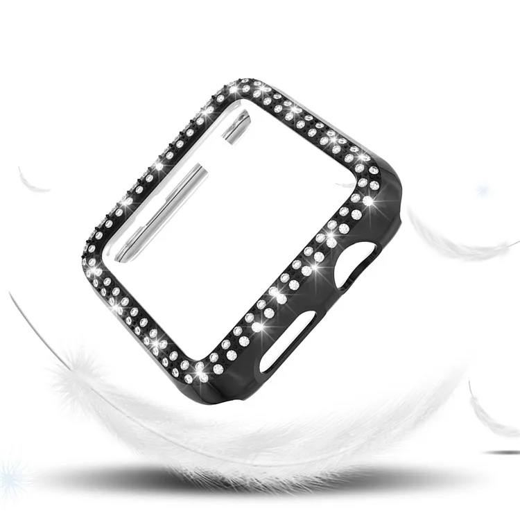 Custodia protettiva in plastica con decorazione in doppia fila di strass per Apple Watch Series 3/2/1 38mm - Nero