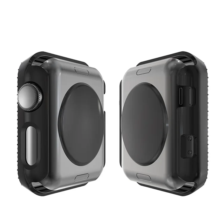 Custodia protettiva in plastica con decorazione in doppia fila di strass per Apple Watch Series 3/2/1 38mm - Nero