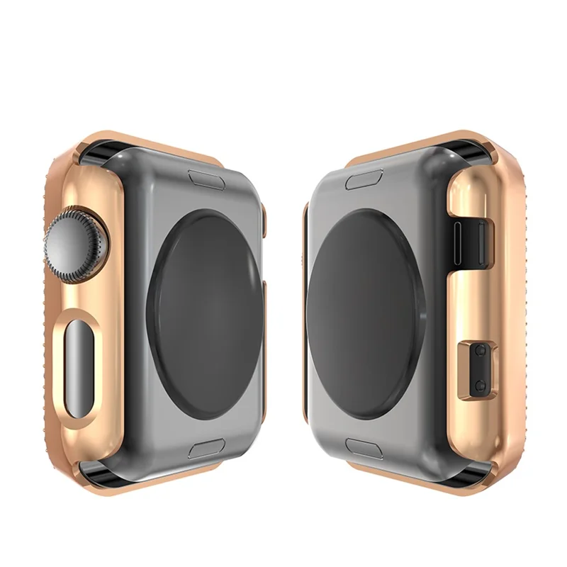 Dual-row Rhinestone Decor Smart Watch PC Protective Case for Apple Watch Series 3/2/1 38mm - Rose Gold