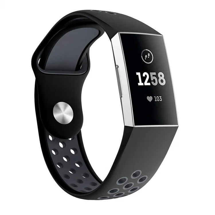 Bande de Montre en Silicone Douce en Deux Couleurs Pour Fitbit Charge 3 - le Noir