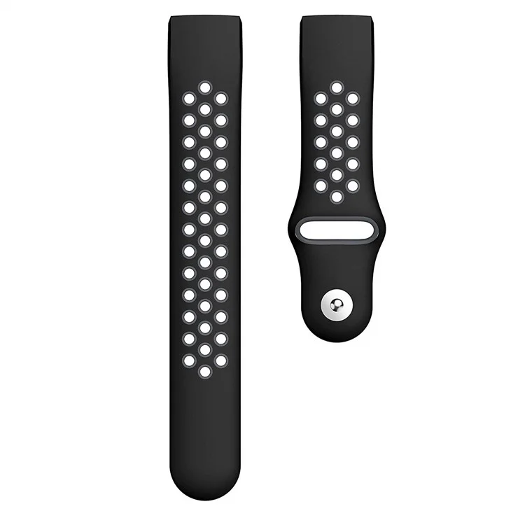 Two-color Soft Silicone Watch Band for Fitbit Charge 3 - Black