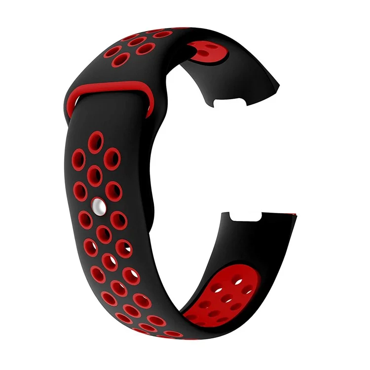 Two-color Soft Silicone Watch Band for Fitbit Charge 3 - Black / Red