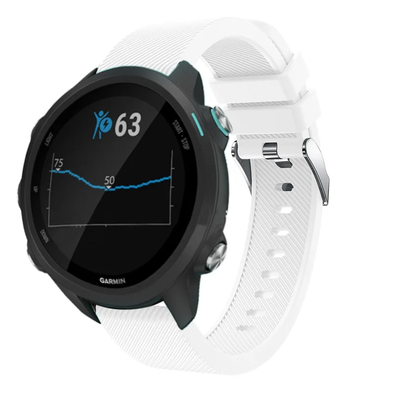 20mm Twill Skin Silicone Watch Band for Garmin Forerunner 645/245/245M - White