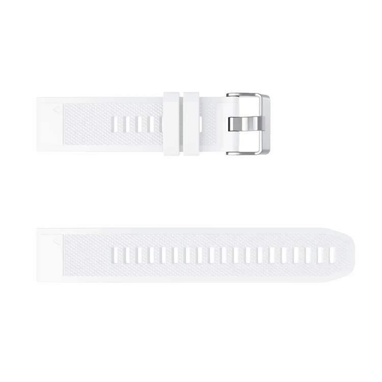 For Garmin Fenix 7X/6X Sapphire GPS/6X Pro/6X GPS/5X GPS/5X Plus Silicone Sport Watch Band Adjustable Watch Strap Replacement with Silver Buckle - White