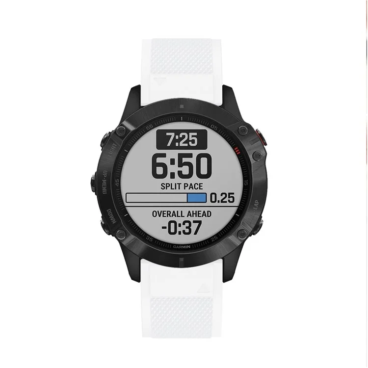 Para Garmin Fenix 6 Pulseira Esportiva de Silicone 22mm Ajustável com Fivela de Prata - Branco