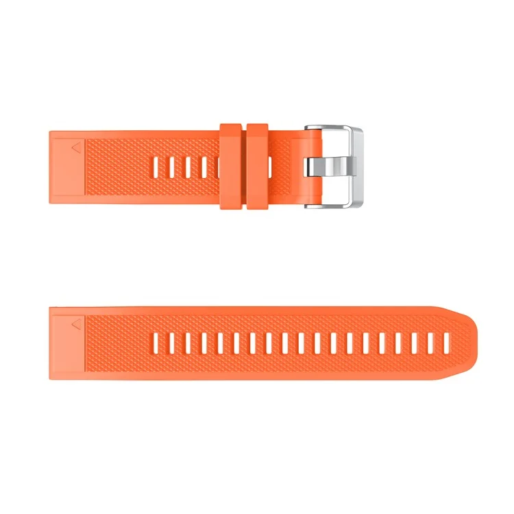 For Garmin Fenix 7X/6X Sapphire GPS/6X Pro/6X GPS/5X GPS/5X Plus Silicone Sport Watch Band Adjustable Watch Strap Replacement with Silver Buckle - Orange