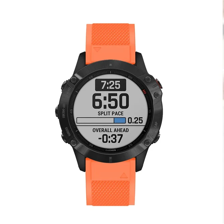 Para Garmin Fenix ​​7x/6x Sapphire Gps/6x Pro/6x Gps/5x Gps/5x Plus Silicone Sport Watch Band Substituição de Cinta de Relógio Ajustável Com Fivela de Prata - Laranja