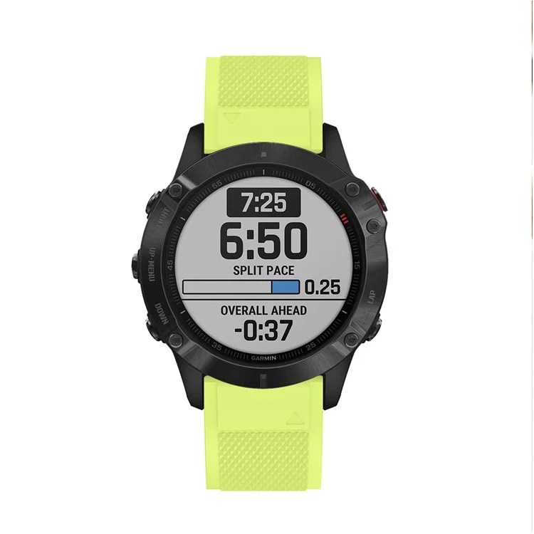 Pour Garmin Fenix 6 Bracelet de Montre Sport en Silicone 22mm Réglable avec Boucle Argentée - Vert Clair