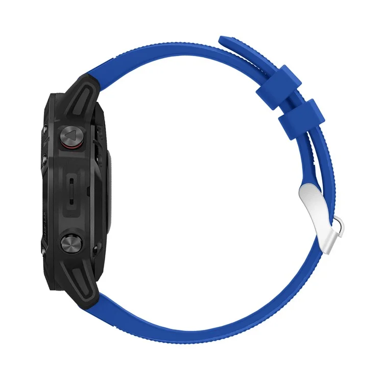 Para Garmin Fenix ​​7x/6x Sapphire Gps/6x Pro/6x Gps/5x Gps/5x Plus Silicone Sport Watch Band Substituição de Cinta de Relógio Ajustável Com Fivela de Prata - Azul