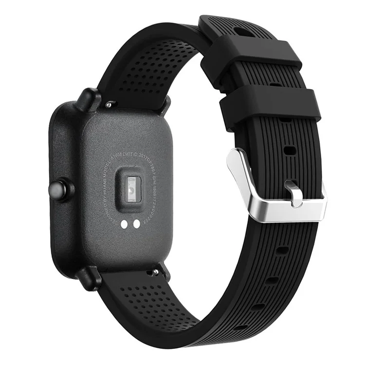 20mm Stripe Silicone Wrist Strap Replacement for Amazfit GTS/Amazfit Bip Lite - Black