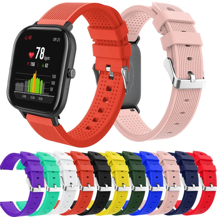 20mm Stripe Silicone Wrist Strap Replacement for Amazfit GTS/Amazfit Bip Lite - Black