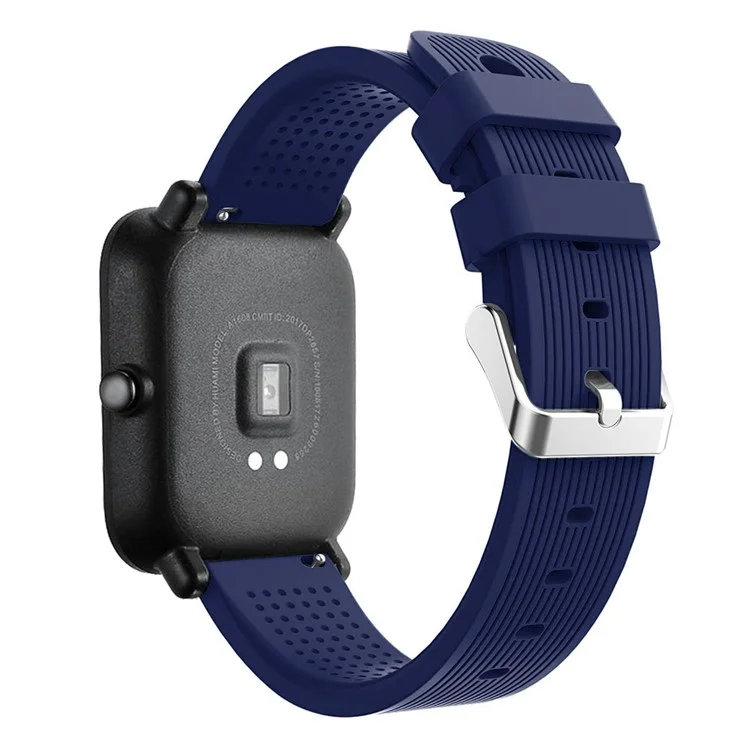 20mm Stripe Silicone Wrist Strap Replacement for Amazfit GTS/Amazfit Bip Lite - Dark Blue