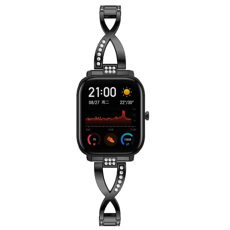 20 mm Ramage en forme de décoration en alliage pour montre Amazfit GTS - Noir